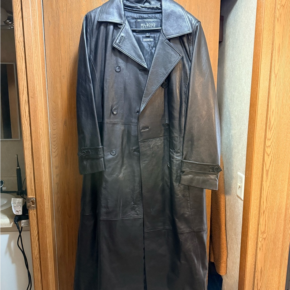 Wilsons Leather Pelle Studio Black Trench Coat
